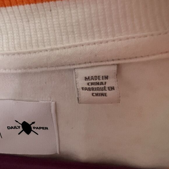 Puma x Daily Paper Cricket Jacket Long Sleeve L White Orange Green Logo Pattern - Picture 11 of 15